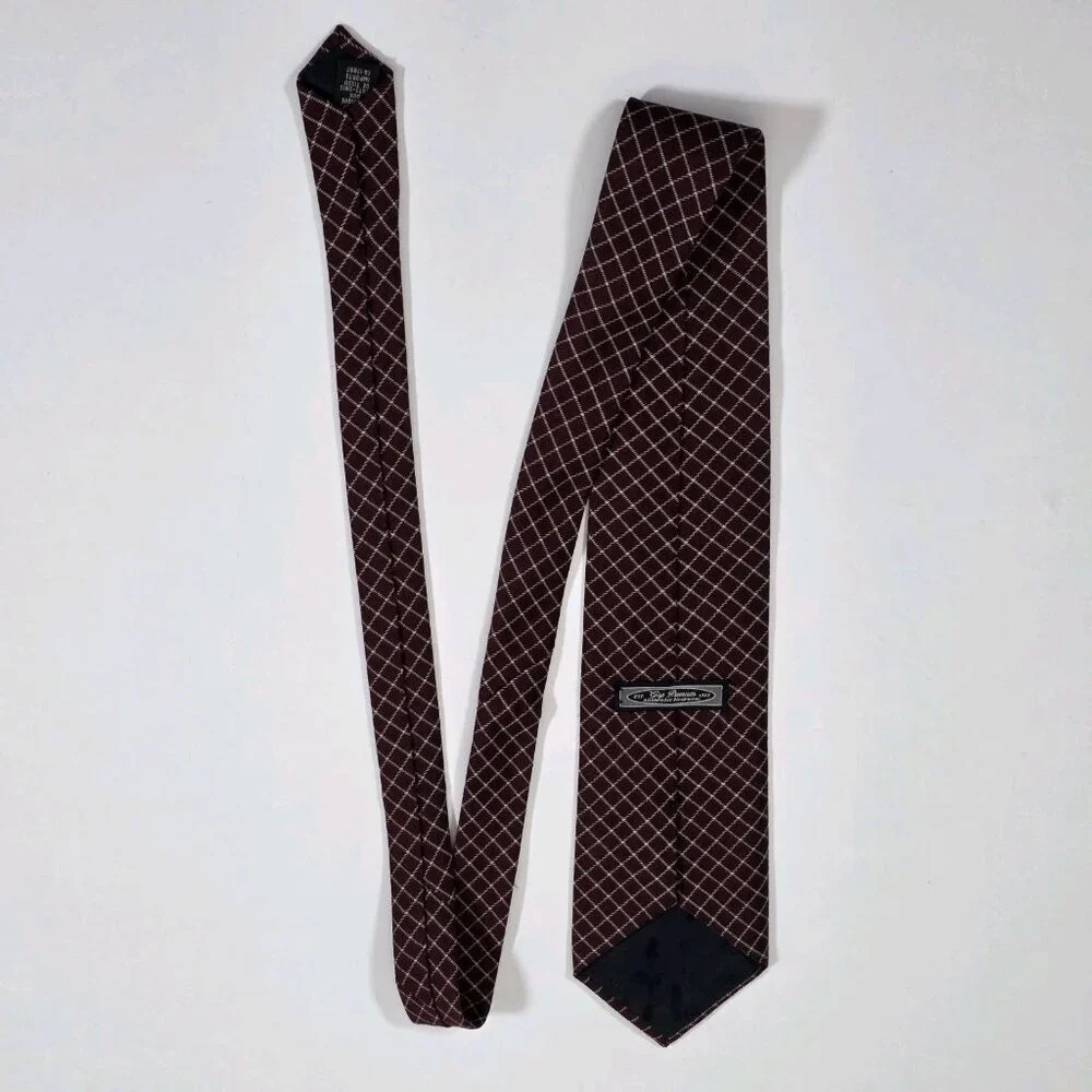 Vtg Gap Wool Silk Tie Brown Beige Geometric Pattern Preppy Office USA W 4